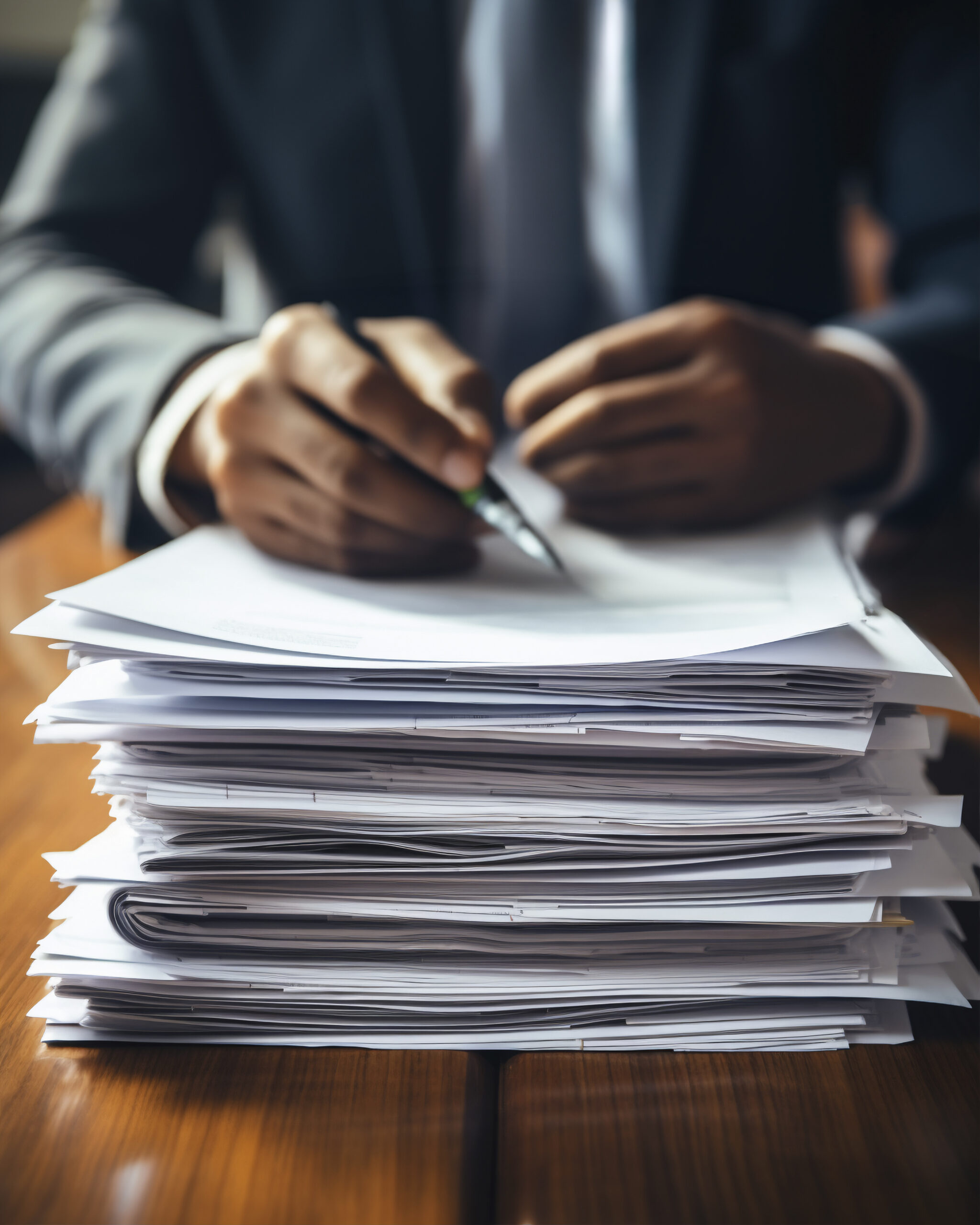 Advogado trabalhando com documentos